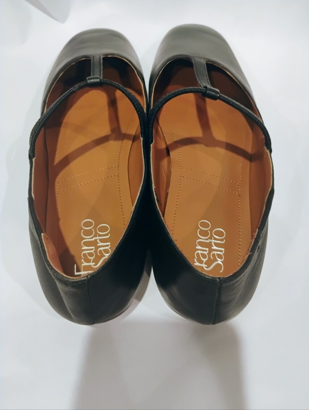 New Women's Franco Sarto Black Leather Size 9.5 T-strap Ballet Flats - Picture 5 of 9